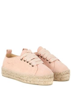 Manebi Manebí Hamptons Pink And Jute Espadrilla Sneaker - Pink - 10616725 | italist Pink Suede, Golden Goose Sneaker, The Hamptons, Amsterdam, Espadrilles, Sneakers, Pink, Leather