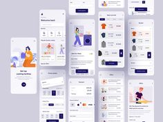 an image of the app design for a clothing store, with multiple screens showing different items