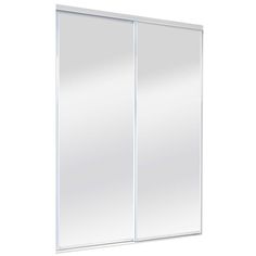 72-in x 80-in white narrow framed steel sliding door with mirror insert. RELIABILT 9500 Walden 72-in x 80-in White Mirror/Panel Mirrored Glass Prefinished Steel Closet Sliding Door (Hardware Included) | 45006 Sliding Door With Mirror, Door With Mirror, Mirrored Wardrobe Doors, Sliding Mirror Closet Doors, Closet Interior, Sliding Mirror Door, Closet Mirror, Closet Door Hardware, Closet Door Makeover