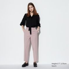 Smart Ankle Pants (2-Way Stretch) | UNIQLO US Relaxed Fit Ankle-length Work Pants, Relaxed Fit Tapered Leg Office Pants, Office Wide Leg Ankle-length Pants, Business Casual Ankle-length Work Pants, Office Pants With Tapered Straight Leg, Pink Straight Leg Office Pants, Tapered Straight Leg Pants For Office, Office Tapered Straight Leg Pants, Tapered Straight Leg Office Pants