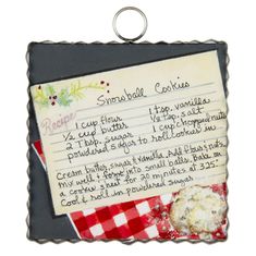 an ornament with a recipe written on it