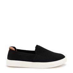 Kelly & Katie Women's Estarr Slip-On Sneaker | The Shoe Company Comfortable Black Slip-on Sneakers, Comfortable Black Low-top Slip-ons, Casual Lightweight Slip-on Sneakers With Slip-resistant, Black Comfortable Slip-on Sneakers For Spring, Comfortable Slip-on Sneakers With Slip-resistant Sole, Comfortable Black Slip-on Sneakers For Spring, Comfortable Black Slip-on Sneakers With Arch Support, Comfortable Sneakers With Textured Upper For Spring, Lightweight Black Sneakers With Rubber Sole