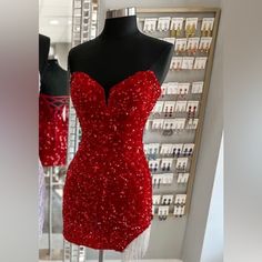 Size 00 But The Velvet Is Stretchy And A Corset Lace Up Back And Could Easily Work For Up To Size 6. Worn Once Dresses Short Formal, Short Formal Dress, Alyce Paris, Red Velvet Dress, Paris Dresses, Corset Lace, Red Sequin, The Velvet, Dress Red