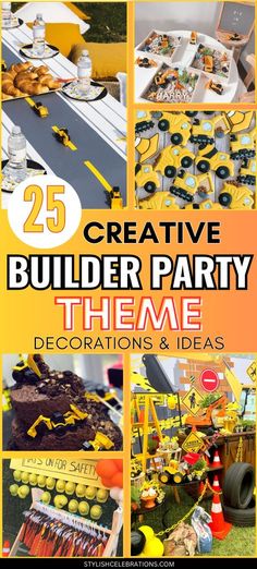 a collage of photos with the words creative party theme decorations and ideas on it