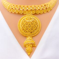 Traditional Yellow Necklace With Intricate Design, Festive Luxury Gold Temple Necklace, Yellow Gold Filigree Necklace For Festivals, 22k Yellow Gold Temple Necklace With Intricate Design, 22k Yellow Gold Bridal Necklace With Filigree, 22k Yellow Gold Filigree Bridal Necklace, 22k Gold Bridal Necklace With Intricate Design, Yellow Necklace For Formal Festive Occasions, Yellow Necklace For Festive Formal Occasions