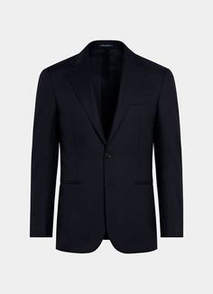 Navy Tailored Fit Havana Blazer in Pure 4-Ply Traveller Wool | SUITSUPPLY US Formal Navy Blazer With Concealed Placket, Navy Formal Blazer With Concealed Placket, Navy Blazer With Notch Lapel And Concealed Placket, Formal Navy Blazer With Pressed Crease, Timeless Navy Blazer For Formal Occasions, Timeless Navy Formal Blazer, Classic Navy Blazer With Concealed Placket, Classic Notch Lapel Blazer For Business Meetings, Timeless Navy Blazer With Suit Collar