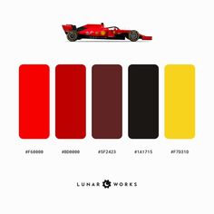 an image of a red race car with different colors