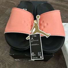 Brand New Jordan Play Slide. Jordan Slides, Slides Nike, Red Slides, Shoes Jordan, Slide Slippers, Jordan Black, Mens Slides, Red Sandals, Pink Men