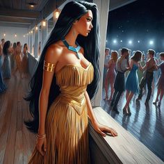 a painting of a woman in an egyptian dress looking out a window at people dancing