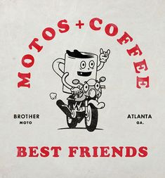 a coffee sign with the words best friends written in red and black on white paper