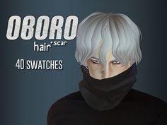 an animated image of a man with white hair wearing a black scarf