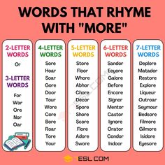 words that rhyme with more