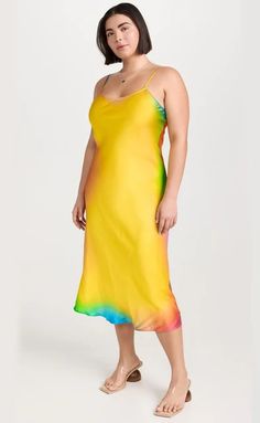 Sunny Days Silk Slip Dress | BruceGlen Summer V-neck Modal Satin Midi Dress, Summer V-neck Modal Satin Dress, Yellow Bias Cut Summer Dress, Fitted Multicolor Silk Midi Dress, Yellow Bias Cut Dress For Summer, Yellow Bias Cut Dress For Spring, Spring Fitted Modal Satin Dress, Fitted Modal Satin Spring Dress, Fitted Modal Satin Dress For Spring