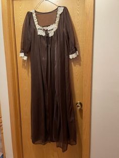 Vtg Deena NWT Brown Sheer Nightgown Peignoir Sz L lace 70’s | eBay Vintage Nightgown, Indian Gowns, My Fantasy World, Victorian Gothic, Night Gown, Rocker, Lace, Clothes