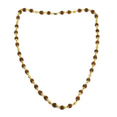 22K Yellow Gold Mala Chain W/ Rudraksha Beads - Virani Jewelers Festive 8mm Round Bead Necklace, Gold Necklaces With 8mm Beads For Spiritual Style, Spiritual Yellow Gold Necklaces With Round Beads, Spiritual Round Beads Jewelry For Puja, Traditional Necklaces With 8mm Beads For Rituals, Spiritual Yellow Jewelry With Gold Beads, 22k Gold Spiritual Necklaces For Rituals, Gold Single Strand Spiritual Necklace, Hand-strung Spiritual Necklaces For Puja