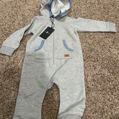 Nwt Seven For All Mankind Baby Onesie One Piece Sleeper. Hooded Long Sleeve And Pants And Hoodie. Light Gray With Blue Trim And Hood 6-9 Months. Zipper Gray Cotton Onesie For Playtime, Gray Cotton Onesie For Winter, Gray Cotton Onesie For Loungewear, Gray Long Sleeve Cotton Onesie, Casual Hooded Onesie For Playtime, Casual Gray Onesie For Playtime, Striped Shorts Outfit, Girls Overalls