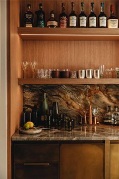 Walnut Wet Bar, Traditional Bar, Interesting Countertops, Mid Century Dry Bar, Coffee Bar In Home, Luxury 70s Interior, Modern Boho Bar, Bar With Seating, Kentucky Home