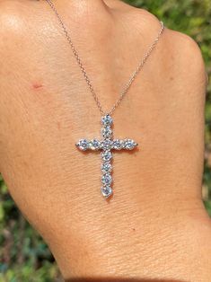 Up for sale is a Beautiful 14K Diamond Cross Necklace Pendant This classic Pendant features Genuine Diamonds. * 1 gram chain 14K is included with purchase Specifications: -Model #: J&K#5598 -Metal Type Available: 14K White Gold, Rose Gold, Yellow Gold -Size of Pendant: 29 MM X 21 MM -Height: 3.8 MM -Gold Weight: 3.3 Grams -Total Diamond Weight: 2.25 carats -Color: F -Clarity: SI *18K GOLD & PLATINUM ALSO AVAILABLE WITH ADDITIONAL COST CUSTOM MADE TO ORDER *CHAINS DO NOT COME IN 18K GOLD Cross Diamond Necklace, Classic Diamond Pendant Cross Necklace, Elegant Diamond Cross Pendant Necklace, Classic Diamond Cross Pendant Jewelry, Luxury Cross-shaped Diamond Necklace For Formal Occasions, White Gold Cross Necklace, Cross-shaped Diamond Necklace For Gift, Diamond Cross Necklace Gold, Diamond Cross Necklace