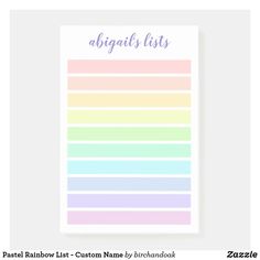 the pastel rainbow custom name sticker is shown in front of a white background