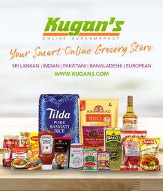 an advertisement for kugan's online grocery store