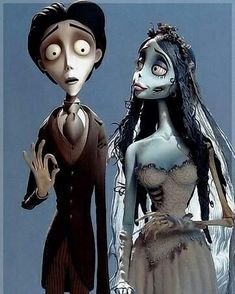 a corpse bride and groom standing next to each other