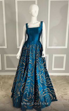 MNM Couture N0146 floral taffeta A-line gown with a square neckline and buckle belt. Plus Size Gowns Wedding, Different Wedding Dresses, Mnm Couture, Floral Silhouette, Plus Size Gowns, Gown Plus Size, Brocade Dresses, Dress Stand, Couture Dress