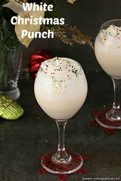 two glasses filled with white christmas punch