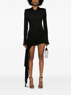 David Koma long-sleeve Asymmetric Dress - Farfetch David Koma Dress, Asymmetric Dress, David Koma, Yoko London, City Dress, Black Jersey, Dark Angel, Summer Beach Wear, Asymmetrical Dress