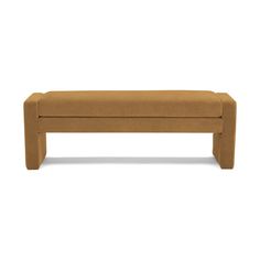 an upholstered bench with no legs is shown in front of a white background