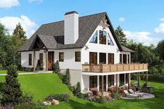 this is an artist's rendering of a house in the woods