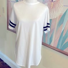 Women’s White Jersey Dress Attire. Nwt Can Be Worn As A Top Also. Trendy White Crew Neck Dress, Sporty White Top For Daywear, White Jersey Dress, Black Chiffon Dress, Patch Dress, Dress Attire, Mini Tank Dress, Floral Embroidered Dress, Cap Dress