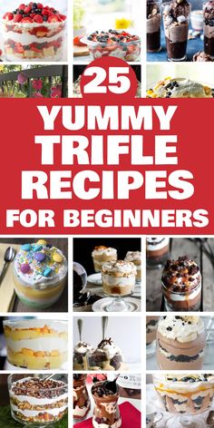 25 delicious trifle recipes displayed with various colorful and layered desserts. Trifle Ideas, Work Desserts, Strawberry Lasagna, Dessert Trifle, Banana Pudding Trifle, Trifle Recipes Easy, Easy Trifle