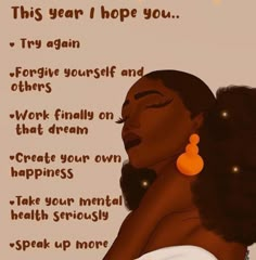 an image of a woman's profile with the words, this year i hope you try again