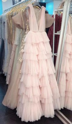 A Line Round Neck Pink Tulle Long Prom Dresses sold by SheDress. Shop more products from SheDress on Storenvy, the home of independent small businesses all over the world. Fairy Tail Dress Prom, Hall Gown Prom Dress, Pink Prom Dresses Aesthetic, Layered Prom Dress Ruffles, Wanhat Dress, Cute Outfits For Paris, Simple Elegant Prom Dresses, Fun Prom Dresses, Pink Long Prom Dresses