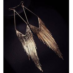 Vintage Metal Gold Color Long Tassel Earrings | Uniqistic.com Cheap Party Metal Earrings, Cheap Gold Metal Tassel Earrings, Luxury Metal Linear Earrings For Party, Luxury Metal Statement Linear Earrings, Luxury Long Drop Metal Jewelry, Cheap Statement Metal Danglers, Cheap Metal Dangle Tassel Earrings, Affordable Gold Metal Tassel Earrings, Cheap Party Earrings In Metal