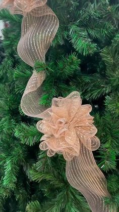 two ribbons hanging from the top of a christmas tree