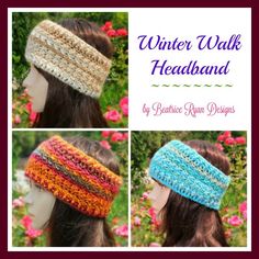 three photos of headbands with different colors