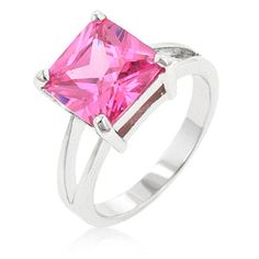 LOVCIA Princess Cut Pink Ice Solitaire Ring Engagement Rings Princess, Princess Ring, China Style, Solitaire Setting, Princess Cut Rings, Princess Cut Engagement Rings, Cubic Zirconia Rings, Silver Engagement Rings, Pink Ring