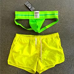 Lime Green Jock & Shorts. Send Me Any Customization Requests Affordable Stretch Multicolor Boxer Briefs, Cheap Multicolor Summer Boxer Briefs, Cheap Multicolor Cotton Boxer Briefs, Cheap Multicolor Sporty Boxer Briefs, Cheap Orange Men's Shorts, Cheap Sporty Multicolor Boxer Briefs, Green Nylon Bottoms For Summer, Sporty Neon Yellow Bottoms For Summer, Stretch Neon Yellow Bottoms For Summer