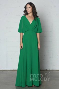 Fantastic Sheath-Column V-Neck Natural Floor Length Chiffon Half Sleeve Side Zipper Dress with Ruffles and Split PR17024 Grooms Mom, Natural Floor, Kimono Maxi Dress, High Low Prom Dresses, Elegant Bridesmaid Dresses, Guest Attire, Zipper Dress, Wedding Attire Guest, Half Sleeve Dresses