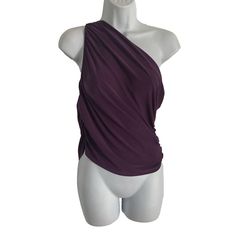 Wearever Womens One Shoulder Top Size L Purple Ruched Sleeveless Blouse Nwt New With Tags Size: Large Measurements: 16" Armpit To Armit, 20" Length From A Smoke Free Home Sleeveless Tops With Ruched Sides, Elegant Sleeveless Top With Ruched Sides, Sleeveless Ruched Purple Tops, Sleeveless Ruched Top For Party, Sleeveless Top With Ruched Sides For Party, Sleeveless Ruched Party Tops, Sleeveless Top With Ruched Sides For Night Out, Sleeveless Purple Top For Night Out, Purple Sleeveless Top For Night Out