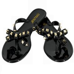 PRICES MAY VARY. ❤【TRUE TO SIZE】: True to size, heels measure approximately 0.4 inches" ❤【CLASSIC DESIGN】: studded Jelly flip-flops with bow about 34 metallic rivets, and anti-slide design with flower in the sole. ❤【PREMIUM QUALITY】: This Bow flip-flops were made by high quality soft rubber sole materials, and it is waterproof. ❤【WEARING OCCASIONS】: This Bow Sandals are perfect for beach pool rain summer casual or date party, it is a must for any occasion ★【You Will Get】TYFLOVE women flip flops Beach Rain, Valentino Rockstud Sandals, Jelly Flip Flops, Bow Flip Flops, Rose Shoes, Rain Shoes, Bow Sandals, Summer Flats, Studded Sandals