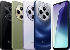 four different colors of the new redmi note 8 pro smartphones, one with an extra camera