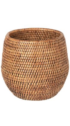 a woven basket is shown on a white background