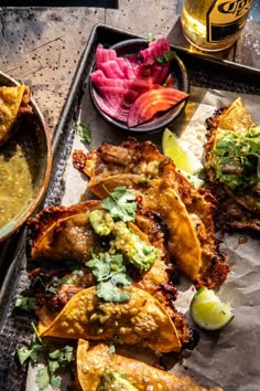 some food is laying out on a tray