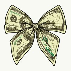 a bow made out of one hundred dollar bills