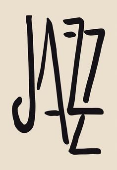 the word jazz written in black ink on a beige background