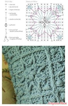 the crochet pattern is shown with instructions to make it