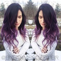 Lavender Ideas, Dark Purple Hair Color, Underlights Hair, Purple Tips, Dip Dye Hair