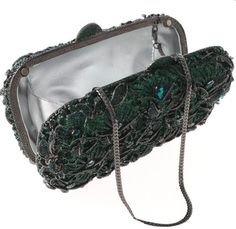 New Emerald Green Austrian Crystal Multi Floral Design Clutch Evening Handbag- Fits Iphone Elegant Clutch Phone Bag As Gift, Green Evening Bag With Mobile Phone Holder, Elegant Evening Clutch Phone Bag, Elegant Clutch Bag With Cell Phone Pocket, Elegant Green Bag With Cell Phone Pocket, Elegant Rectangular Portable Phone Bag, Elegant Portable Rectangular Phone Bag, Evening Green Clutch Mobile Phone Bag, Elegant Clutch With Cell Phone Pocket